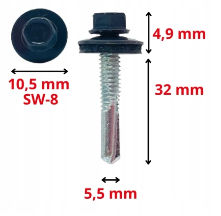 KLIMAS WSS Selbstbohrschrauben für Blech Metall RAL 7024 Graphitgrau 5,5 x 32 mm 250 Stk.