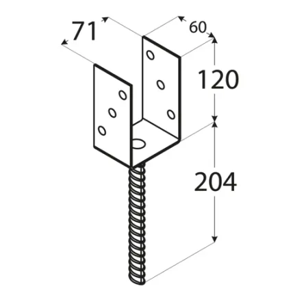 PS70U  Stützenfuß 71x120x4