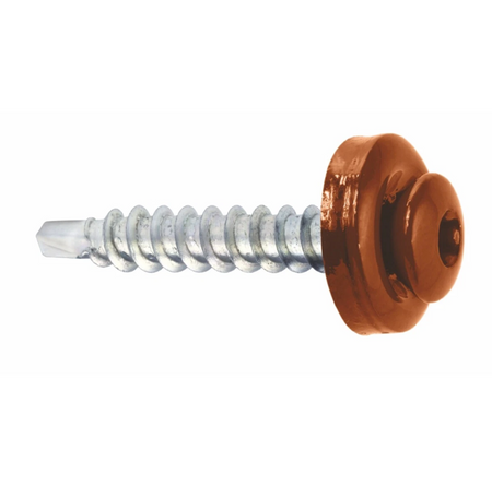 KLIMAS WDD selbstbohrende Spenglerschrauben für Blech auf Holz RAL 8004 Kupferbraun 4,8 x 35 mm 250 St.