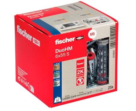 fischer Hohlraumdübel DuoHM 6 x 55 S PZ mit Schrauben 25 Stück