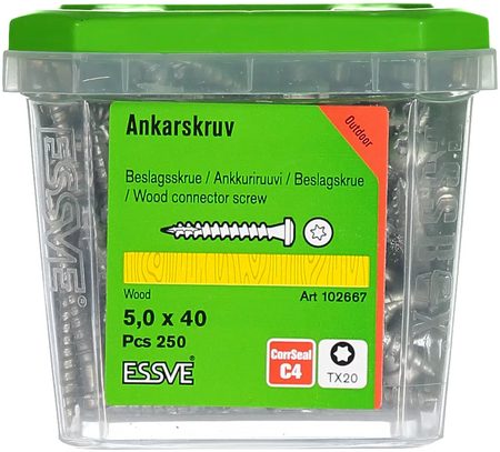 ESSVE Holzbauschrauben für Winkelverbinder CorrSeal C4 TX20 5 x 40 mm 250 St.