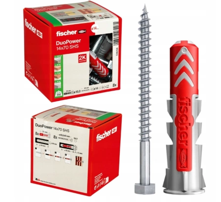 Fischer DUOPOWER 14x70 SHS Universaldübel Allzweckdübel mit Schraube 8 St.