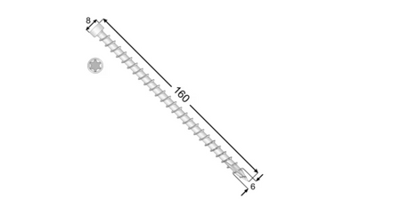 CPW Vollgewinde-Zimmermannschrauben mit Zylinderkopf  6x160