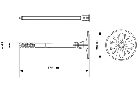 Klimas LMX-8 Tellerdübel Schlagdübel Dämmstoffdübel 8 x 175 mm 200 Stk.