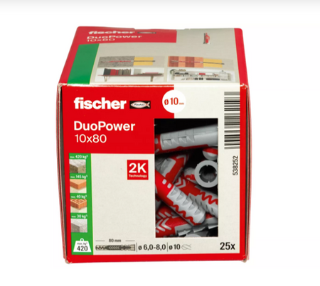 Fischer DUOPOWER Universaldübel leistungsstarker 2-Komponenten-Dübel 10 x 80 mm
