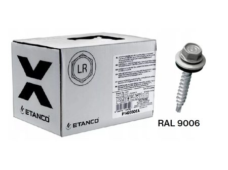 ETANCO Selbstbohrschrauben Trapezblechschrauben RAL 9006 4,8 x 35 mm 250 Stk.