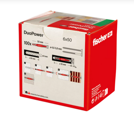 Fischer DUOPOWER Universaldübel leistungsstarker 2-Komponenten-Dübel 6 x 50 mm