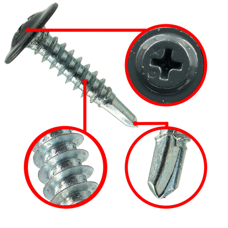 PGB-Fasteners Bohrschrauben Flachkopf 4,2x16 mm RAL 7016 Anthrazitgrau 1000 St.